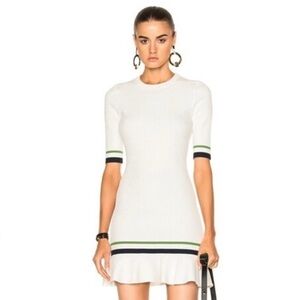 VERONICA BEARD Ace Short-Sleeve Novel Stitch Dress in White Sz Small